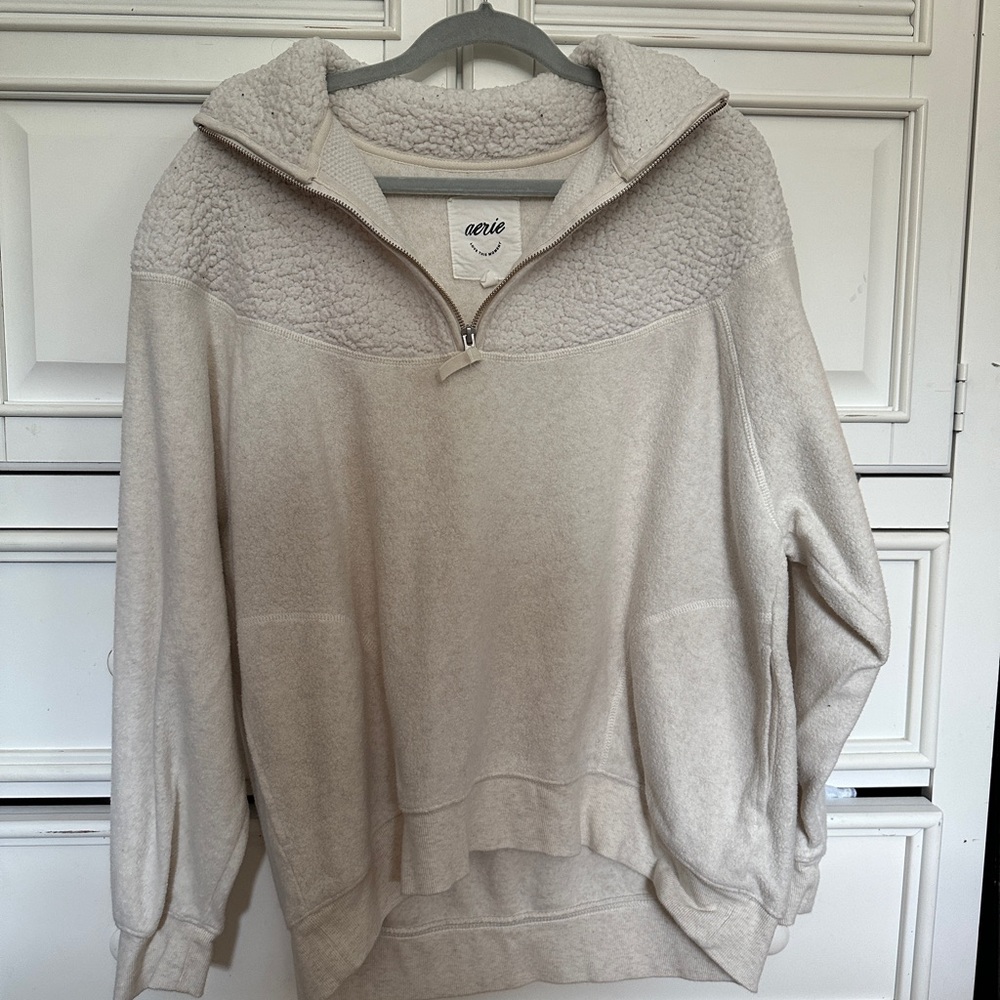 Aerie Cream Quarter-Zip Pullover